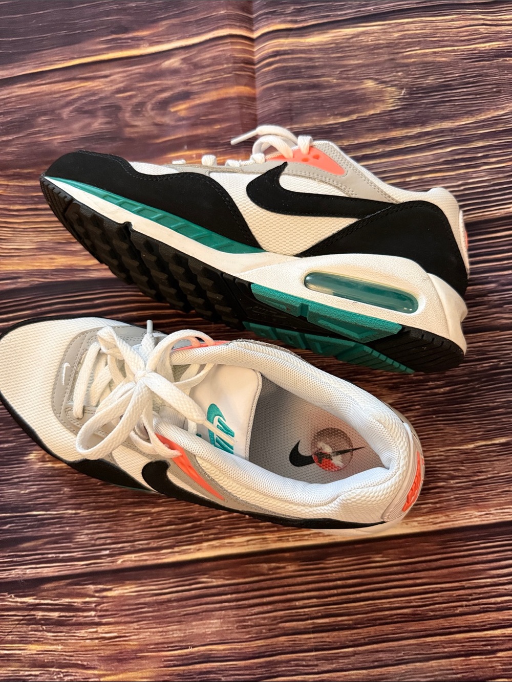 Nike White, Black, Teal & Coral Retro Running Sneakers - Picture 3 of 5